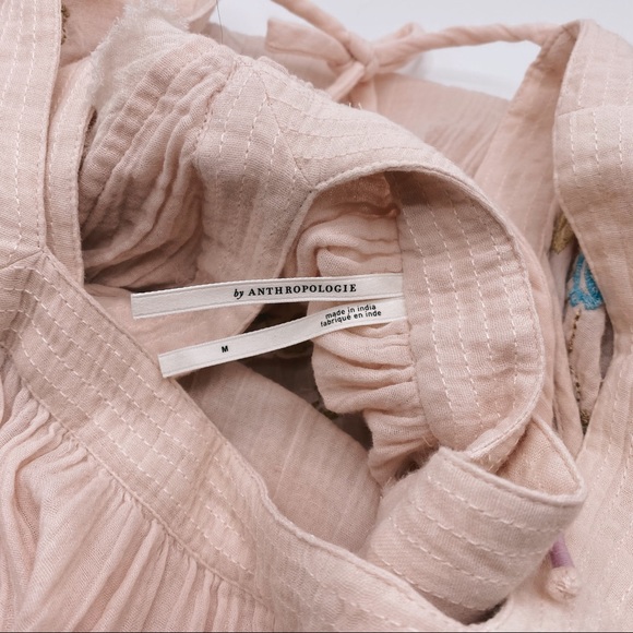 ANTHROPOLOGIE Swim Cover Up Pink Embroidered Gauze Dress - Picture 6 of 14